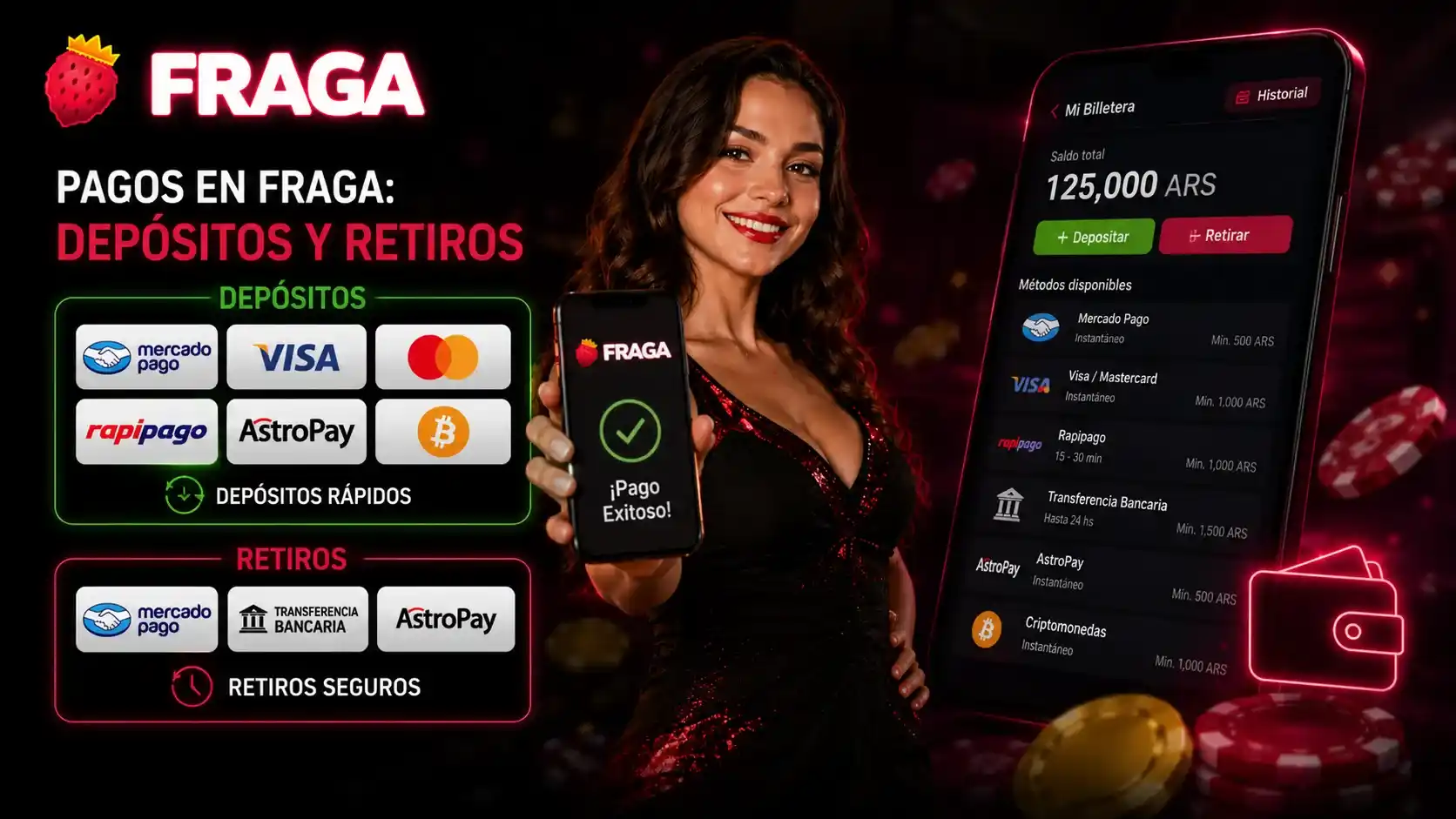 Pagos en Fraga: depósitos y retiros